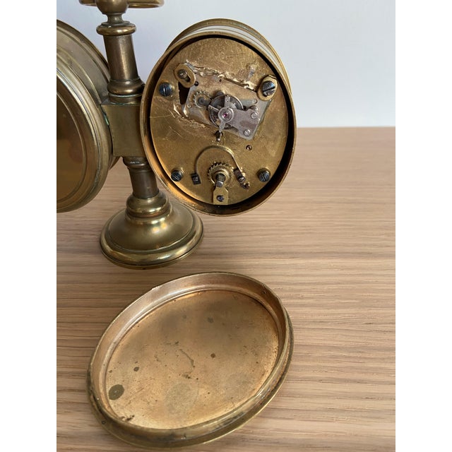 Antique Brass-Cased Desk Clock and Aneroid Barometer C. 1870 For Sale In San Diego - Image 6 of 9
