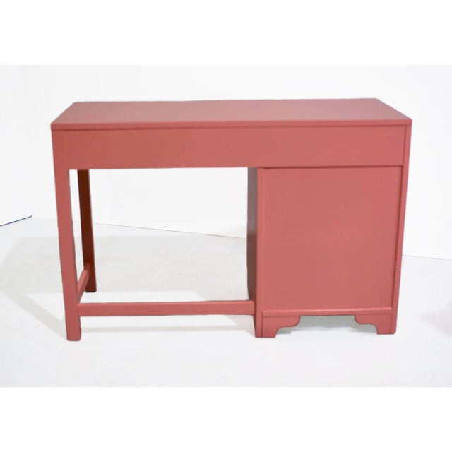1970s Campaign Desk by Bernhardt in Pink - Newly Painted For Sale - Image 9 of 13