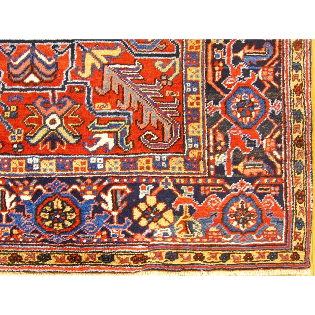 Red Vintage Persian Decorative Oriental Heriz Rug in Room Size For Sale - Image 8 of 12