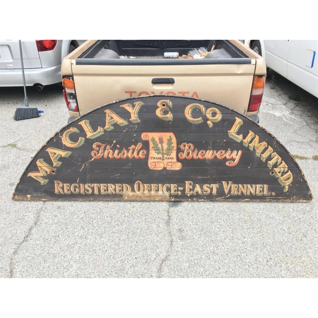 Antique Hand-Painted Brewery Sign – Maclay & Co. LTD Thistle Brewery, Scotland, C. Late 19th / Early 20th Century For Sale - Image 10 of 10