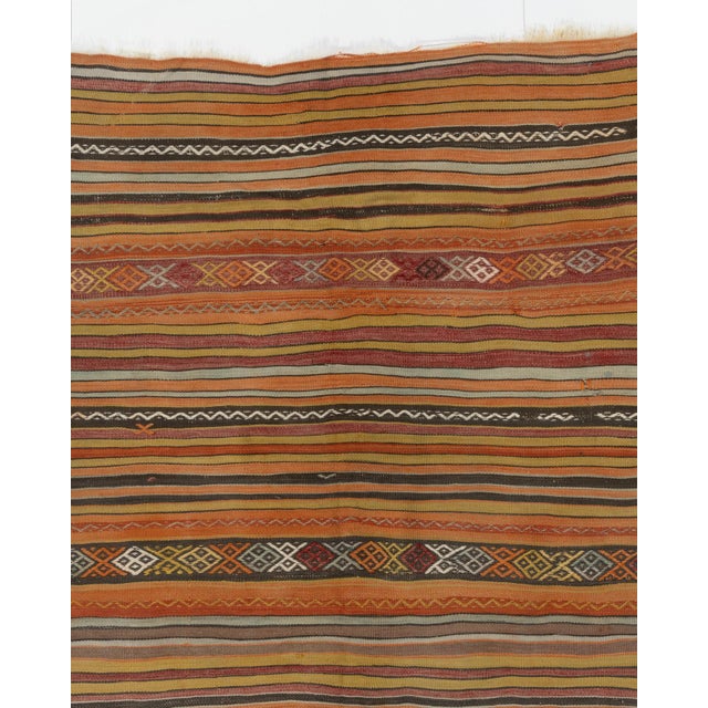 Shabby Chic Red Distressed Turkish Kilim Area Rug 4ft 2in X 5ft 7in For Sale - Image 3 of 5