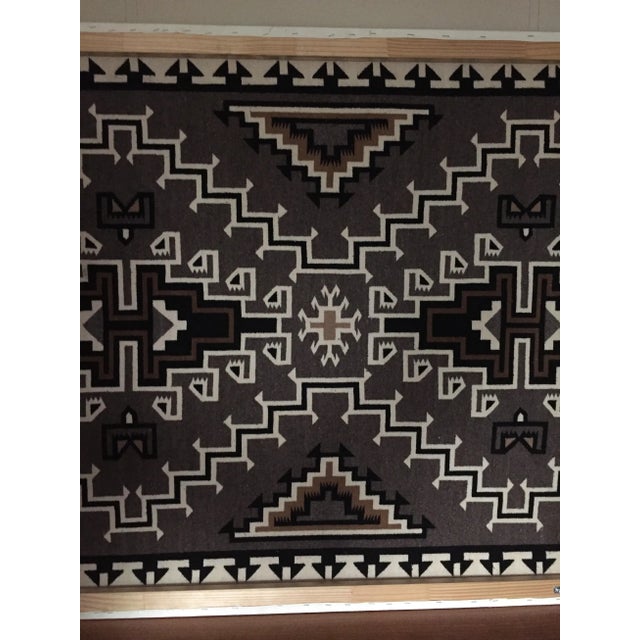 Early 20th Century Vintage Framed Two Grey Hills Navajo Indian Rug, 6.25 X 4.13 Ft For Sale - Image 11 of 13