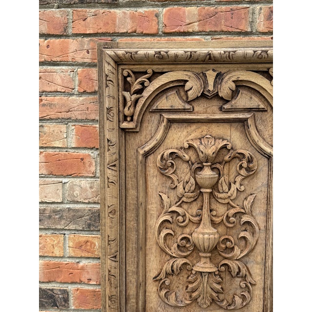 Early 20th Century Vintage French Wood Carved Panel For Sale - Image 5 of 9