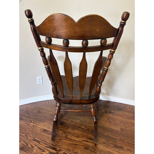 Brown 1970 Virginia House Gold Stenciled Colonial Rocking Chair For Sale - Image 8 of 12
