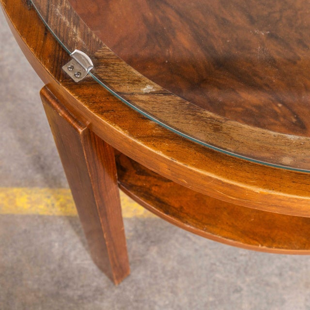 Warm Oak Low Occasional Table with Glass Top, 1930s For Sale - Image 4 of 8