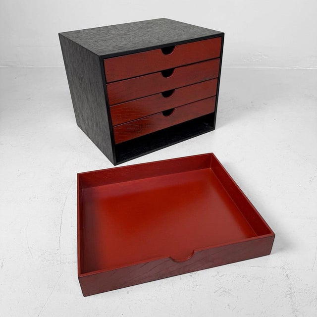 Japanese Lacquered Filing Cabinet with Five Drawers, 1980s For Sale - Image 4 of 11