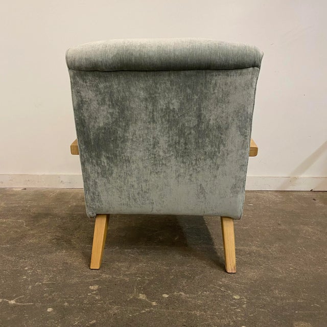 Mid-Century Modern Mid 20th Century Reupholstered Arm Chairs in Teal Velvet For Sale - Image 3 of 8