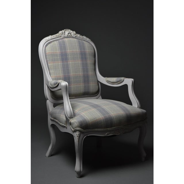 Antique Louis Philippe Armchair with Tartan Upholstery For Sale - Image 12 of 15