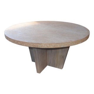 Andrianna Shamaris Impressive Shell Inlay Teak Wood Dining Table For Sale