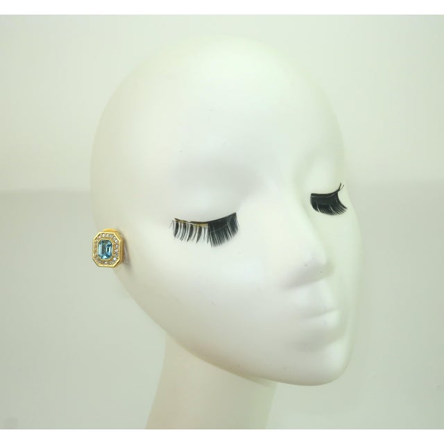 Christian Dior Blue Crystal & Rhinestone Gold Plated Earrings, 1980's For Sale - Image 11 of 11