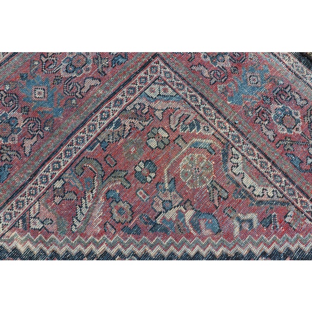 Large Hand Knotted Persian Mahal Rug With Florals and Geometric Medallion Design For Sale - Image 12 of 13