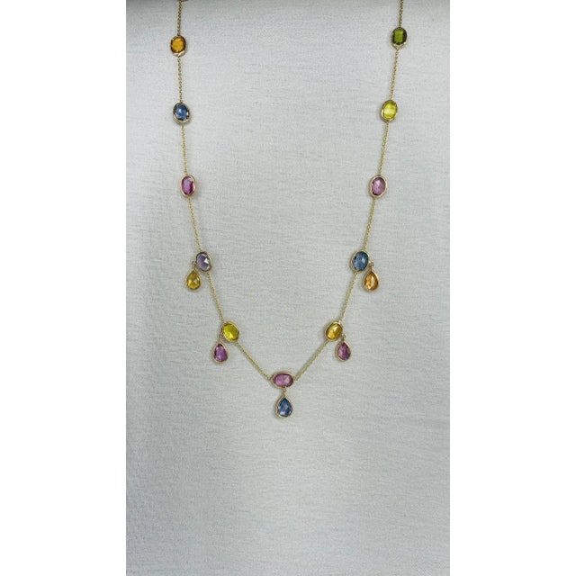 18k Yellow Gold 12.17ct Multi Gemstone Charm Necklace by VRJewels For Sale In New York - Image 6 of 13