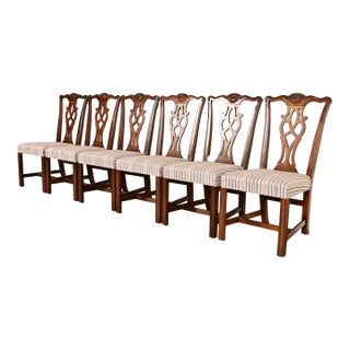 Drexel Heritage Georgian Carved Mahogany Dining Chairs, Set of Six For Sale