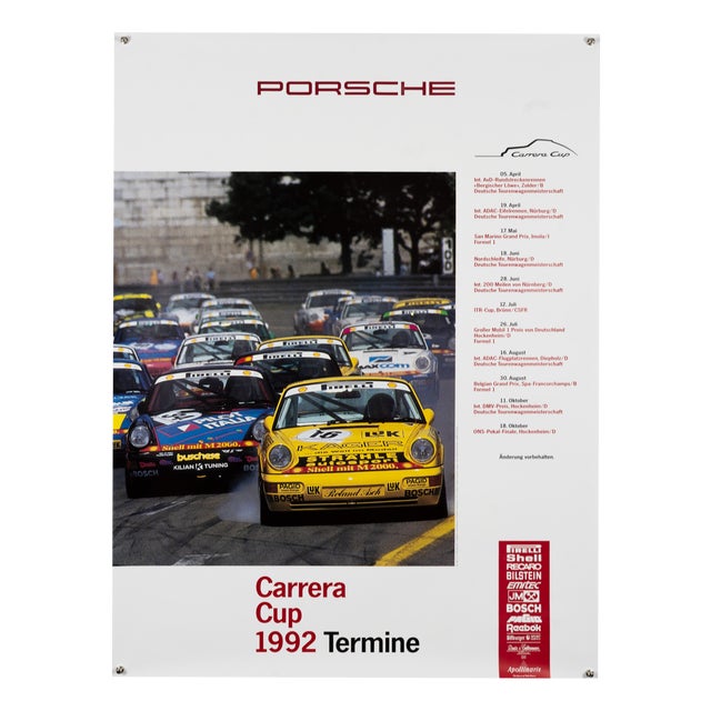 Porsche Carrera Cup Termine Poster by Atelier Susanne Lagally, 1992 For Sale