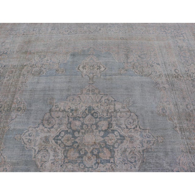 Measures: 9'7 x 13'0 Antique Persian Khorassan Rug with Soft Blue and Taupe Allover Medallion9'7 x 13. Keivan Woven Arts/...