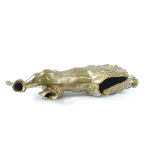 Figurative Vintage Large Brass Sculpture of a Lion For Sale - Image 3 of 4