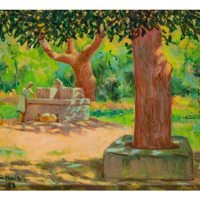 1950s Italian Signed Landscape Painting For Sale - Image 8 of 12