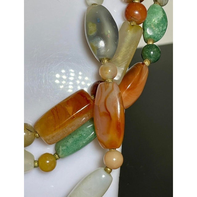 Late 20th Century Large 60" Agate, Carnelian, Quartz Amazonite and Jasper Necklace. 233 Gr. For Sale - Image 4 of 5