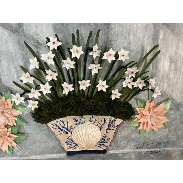 Abstract Floral Relief Conservatory Collection, Four Seasons - “Winter Whites” - Designed by Cheryl P. Kohloff For Sale - Image 3 of 9