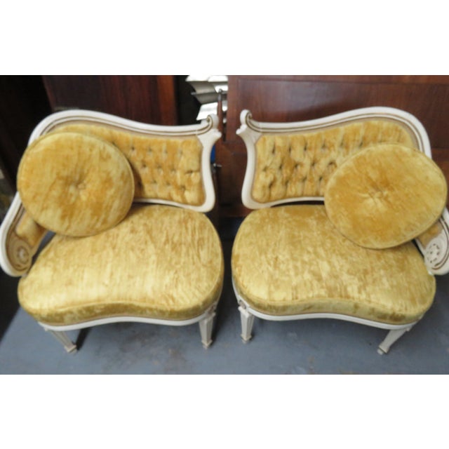 French French Carved Asymmetrical Ladies Parlor Side Chairs a Pair 6287 For Sale - Image 3 of 18
