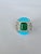 Set in 18k Gold, Zambian Emerald, Turquoise & Rose Cut Diamonds Cocktail Ring, Size 6.5 For Sale - Image 9 of 11