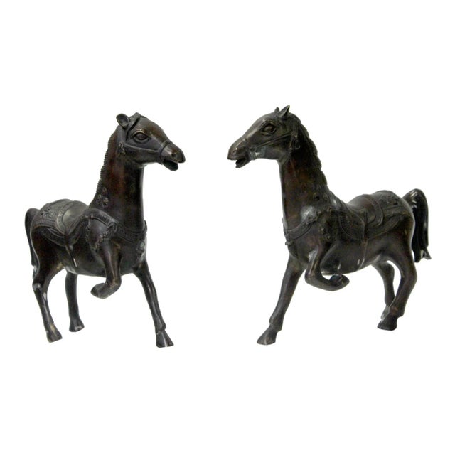 Chinese Bronze Brown Metal Racing Horse Figures - a Pair For Sale - Image 9 of 9