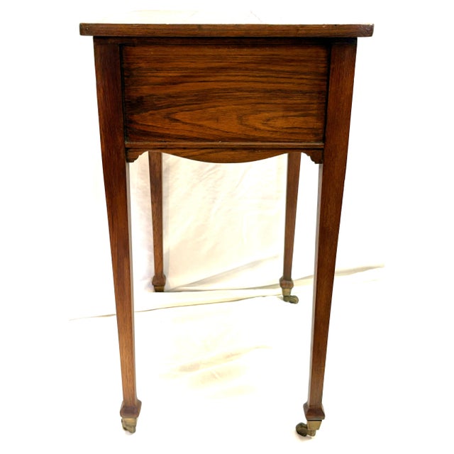 Antique Campaign Style Victorian Flip Top Desk/ Sewing Stand on Brass Casters For Sale - Image 13 of 18