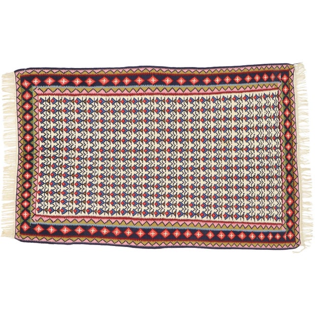 Beige Vintage Persian Senneh Rug - 03'04 x 05'01 For Sale - Image 8 of 9