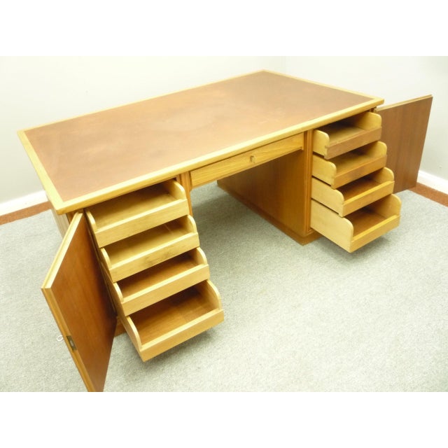 Large Art Deco Walnut Executive Partner Desk, 1930s For Sale - Image 6 of 18