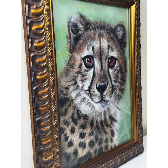 Cheetah Cub Original Oil Painting on Canvas by Pip McGarry – Framed British Wildlife Portrait Art For Sale - Image 6 of 12
