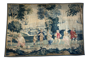 18th Century Lille Tapestry in Wool and Silk attributed to Teniers for Atelier G. Wernier