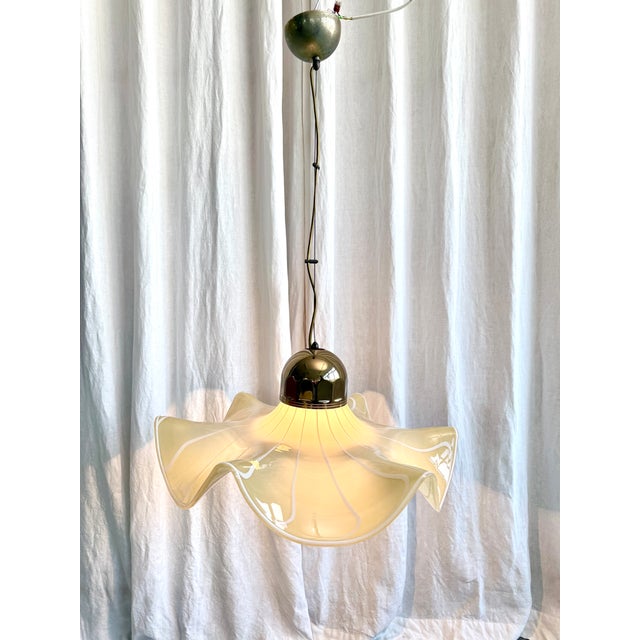 Mid-Century Modern Mid-Century Modern Murano Glass Handkerchief Pendant Light, Italy, 1970s For Sale - Image 3 of 18