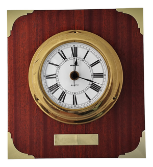 Staiger Maritime Wall Clock in Brass and Wood, 1970s
