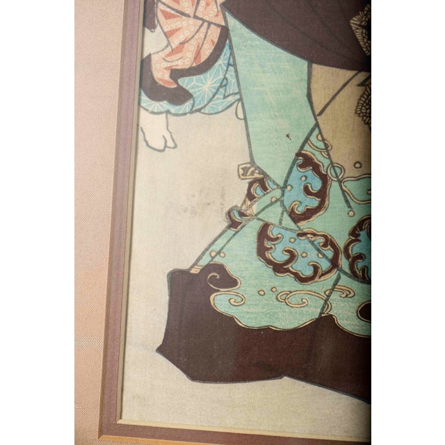 Wood Antique Edo Period Japanese Kabuki Woodblock Print, Framed – Utagawa Kunisada For Sale - Image 7 of 10