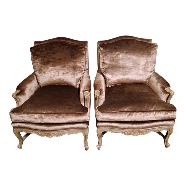 Pair of Minton-Spidell Velvet Armchairs For Sale