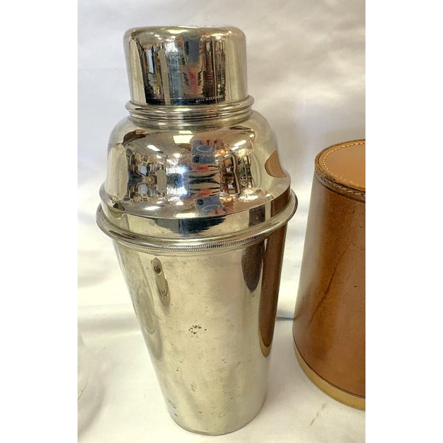 Metal 1930's German Travel Nesting Cocktail Shaker Set With Leather Case and Glass Insert For Sale - Image 7 of 17