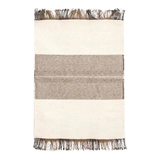 Vintage Mid Century Modern Artisan-Crafted Handmade Wool Rug For Sale