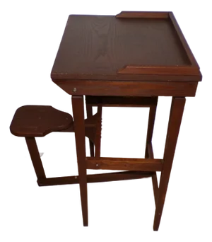 Vintage Mission Solid Oak Telephone Stand Childs Desk Integrated Fold Out Stool