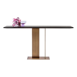 Berlino 150 Matt English Mahogany and Light Bronze Metal Console by Casa Casati For Sale