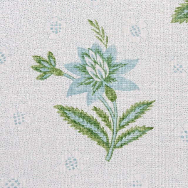 French Provincial Sample - Schumacher Colline Fabric in Leaf & Aqua For Sale - Image 3 of 5