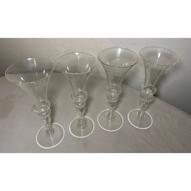 1970s Vintage Hand Blown Italian Venetian Stemware Glass Wine Champagne Glasses - Set of 4 For Sale - Image 5 of 10