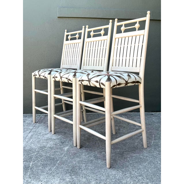 Early 21st Century Vintage Slat Bar Stools - Set of 3 For Sale - Image 5 of 12