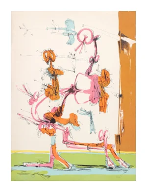 Dimitri Petrov "Walking Figure" Lithograph