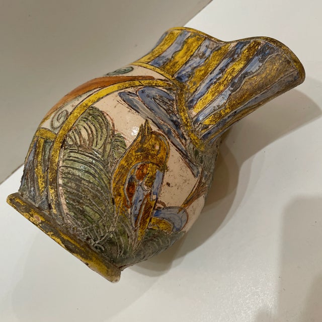 Rustic Vintage Ceramic Pitcher For Sale - Image 3 of 8