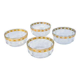 Mid 20th Century French Golden Diamond-Patterned Glass Bowls- Set of 4 For Sale
