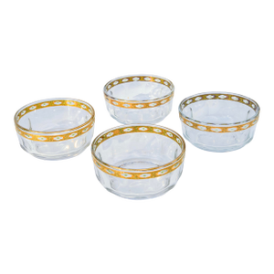 Mid 20th Century French Golden Diamond-Patterned Glass Bowls- Set of 4