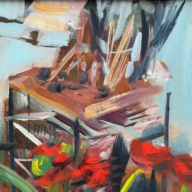 Expressionism Vintage Original Oil Painting Red Roses Still Life For Sale - Image 3 of 13
