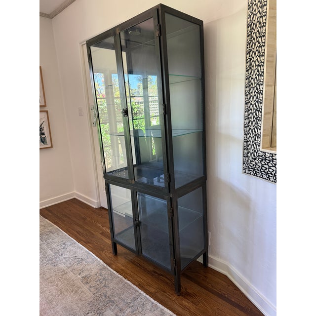 2010s Industrial Iron & Glass Display Cabinet For Sale - Image 5 of 11