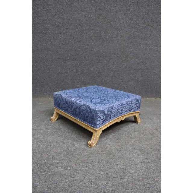 Louis XV Style Painted Ottoman With Blue Paisley Upholstery For Sale In Philadelphia - Image 6 of 8