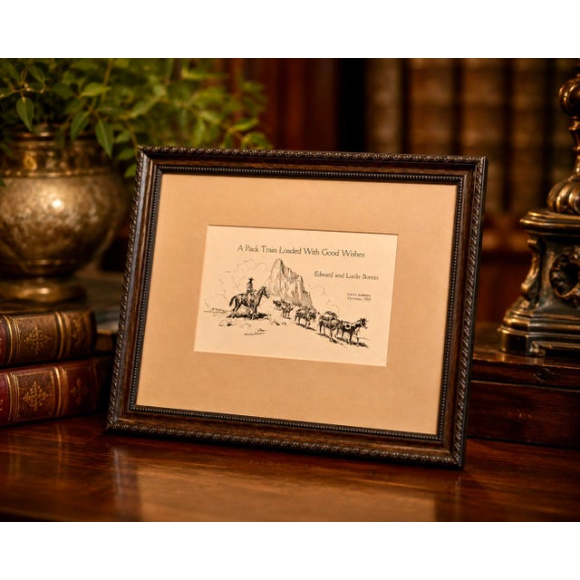 Edward Borein 1928 Original Western Holiday Card Etching For Sale - Image 9 of 9